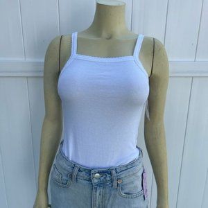 BP White Sleeveless Ribbed Bodysuit Size S